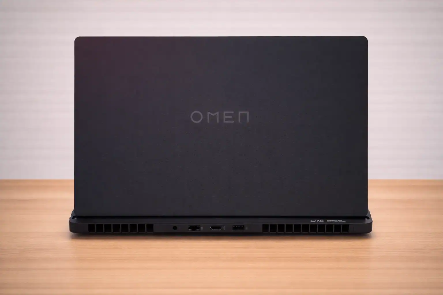 HP Omen Max 16 laptop rear view showing ventilation system and port layout