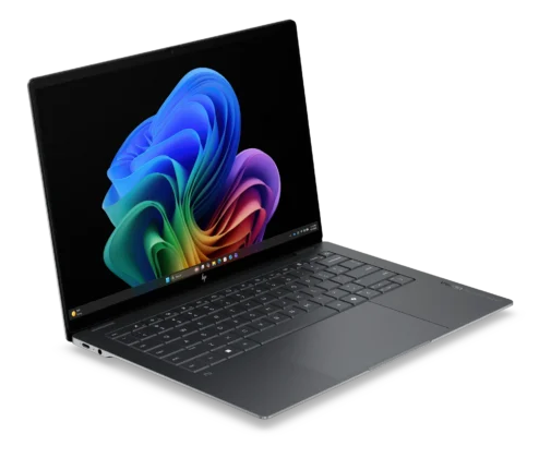 HP OmniBook Ultra 14 angled front view with display