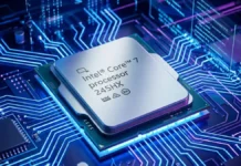 Intel Core 7 245HX Launches as New 14-Core Non-Ultra Arrow Lake-HX CPU Intel Core 7 245HX processor shown as chip render mounted on illuminated motherboard circuit board