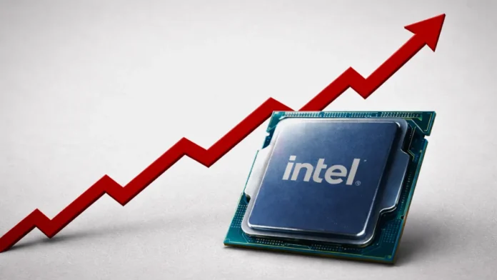 Intel CPU with rising price graph indicating 2026 price hike