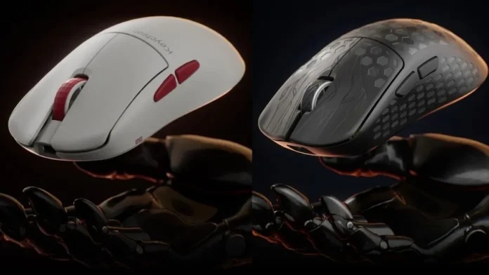 Keychron Retro G4 and Ultralight G5 wireless mouse comparison Keychron Retro G4 and Ultralight G5 gaming mice shown side by side in white and black finishes