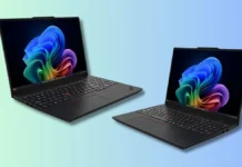 Lenovo ThinkPad T16 Gen 5 Adds Panther Lake and LPCAMM2 Upgradeable Memory Lenovo ThinkPad T16 Gen 5 shown in dual setup displaying front design, keyboard layout, and screen from different angles