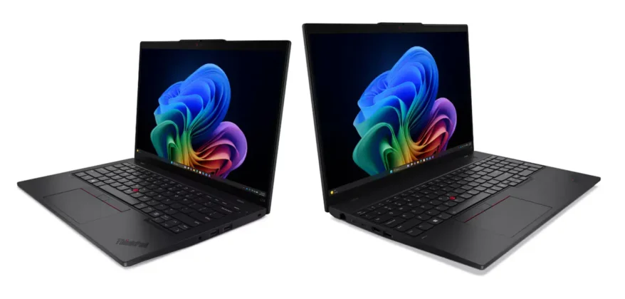 Lenovo ThinkPad X13 Gen 7 laptops shown from two front angles highlighting keyboard and display