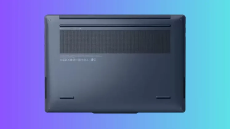 Lenovo Yoga Slim 7x 14 Gen 11 showing bottom panel with ventilation and speaker layout