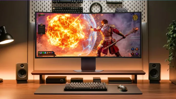 LG 39GX950B ultrawide OLED gaming monitor on desk setup