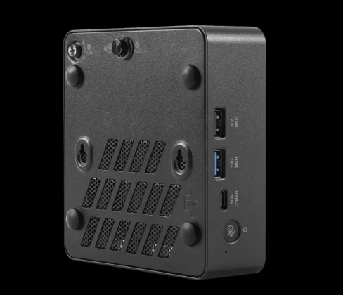 Bottom side of MSI Cubi NUC AI+ 3MG mini PC showing vents and mounting support