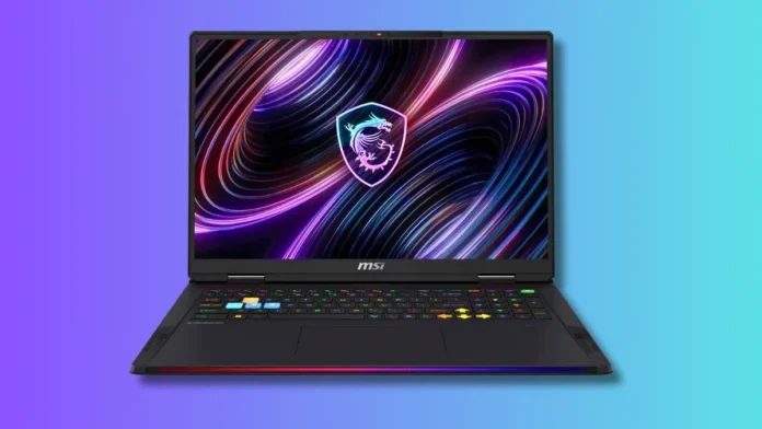 MSI Titan 18 Max gaming laptop front display with RGB lighting