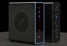 ONEXStation Mini PC gets Ryzen AI Max+ 395 with 128GB RAM and 96GB VRAM Angled product design view of ONEXStation Mini AI Workstation mini PC chassis