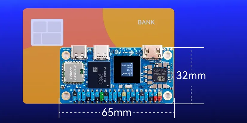 Orange Pi Zero 3W Launches With A733, Up to 16GB RAM and PCIe Expansion 2 Orange Pi Zero 3W single board computer showing compact 65mm by 32mm size with visible components including Allwinner A733 chip, USB Type C, HDMI, and GPIO pins