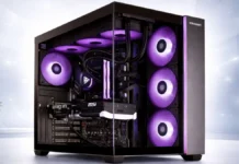 STORMCRAFT Brings Core Ultra 7 270K Plus PCs With RTX 5080, RTX 5070 Ti PHANTOM showcase gaming desktop with purple RGB fans tempered glass and GeForce RTX graphics inside