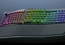 Razer Pro Type Ergo Keyboard With AI & Ergonomic Design Razer Pro Type Ergo keyboard curved ergonomic design side view