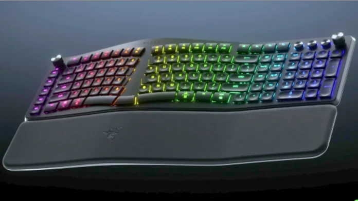 Razer Pro Type Ergo keyboard curved ergonomic design side view