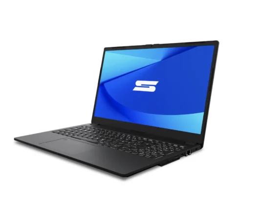 Schenker Connect 15 office laptop front angled view showing keyboard and display