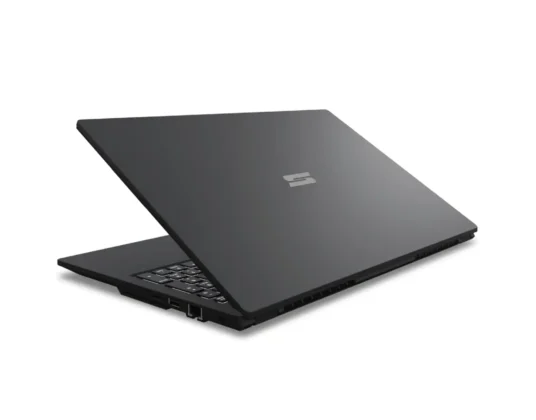 Schenker Connect 15 office laptop rear lid partially open showing minimalist top cover design