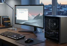 Slimbook Kymera Compact microATX Desktop Returns With Updated Configuration Slimbook Kymera Cristal desktop placed on desk with monitor, keyboard, and mouse in workspace