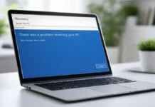 Microsoft Confirms “Reset This PC” Not Working in Latest Windows 11 Updates Windows 11 laptop showing reset this PC error caused by April 2026 update bug