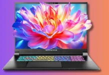 TerransForce X98W workstation Laptop Packs an RTX 5090, 128GB RAM and, 18-inch Display X98W workstation laptop front view showing colorful display and RGB backlit keyboard