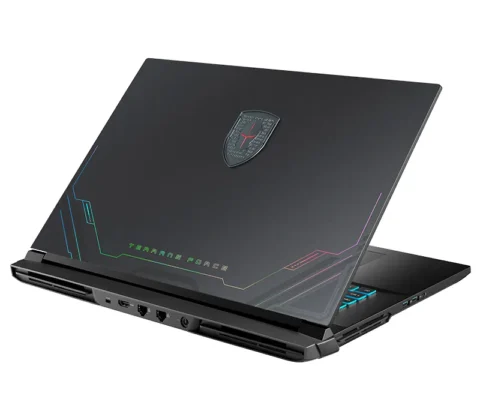 X98W workstation laptop rear lid showing branding logo and subtle design accents